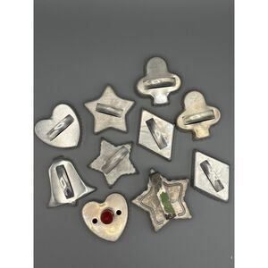 Lot Ten Vintage Cookie Cutters Metal Handles Star Diamond Heart